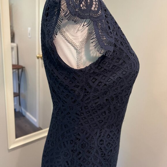 Tommy Hilfiger Navy Blue Lace Cap Sleeve Hi Low Dress, Size 6 - Picture 9 of 16